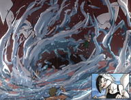 bikini drawing white_hair vore furry anthro large_breasts long_hair tongue teeth licking_lips imminent_vore
