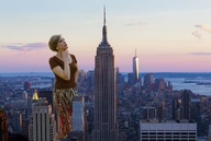 breasts giantess collage city mega blonde short_hair skyscraper new_york_city empire_state_building ellie mrderpington