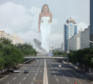 giantess collage city blonde destruction handheld buildings smiling wonderslug streets smoke margot_robbie