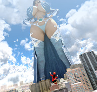 giantess city mega large_breasts cleavage multiple_sizes looking_down giantesses jetslasher digital_render