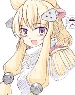 drawing gentle blonde color long_hair clothed seo_tatsuya shrunken_man sketch standing looking_at_viewer