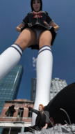 giantess panties city upskirt destruction buildings shoes blood domination foot_crush looking_down cruel hands_on_hips digital_render ai_tanaka aithegiantess