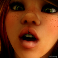 giantess vore mouth green_eyes lips elf shrunken_woman falling freckles digital_render opal ashkiiwolf