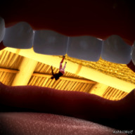 giantess vore tongue mouth teeth lips shrunken_woman falling internal_view digital_render opal ashkiiwolf