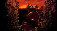 giantess city blonde large_breasts anime monster sunset vines jungle_de_ikou mii_(jungle_de_ikou) grappling overgrown