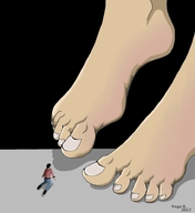 drawing color toes barefoot domination foot_worship kneeling shrunken_man vegabone