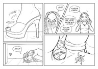 drawing feet comic monochrome toes high_heels angry short_hair foot_crush toe_ring necklace smushedboy babysitter