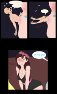 breasts drawing vore blushing blonde comic color cleavage red_hair blowjob shrunken_man screeeow pierced_lip