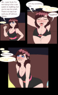 breasts drawing nipples blushing comic color tongue blue_eyes cleavage red_hair blowjob shrunken_man mouth_play screeeow pierced_tongue pierced_lip
