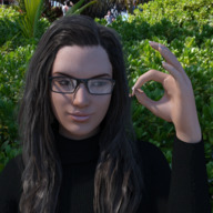 long_hair clothed glasses brunette smiling outdoors between_fingers turtleneck pinched digital_render lexisizestuff