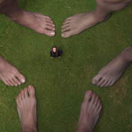 feet long_hair barefoot glasses brunette shrunken_woman women looking_up digital_render bigiolax lexisizestuff