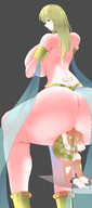 drawing giantess nude blonde long_hair butt red_eyes huge_breasts topless sitting anal_insertion torture fart facesitting no_background skimpy_clothing armband goddess_anael