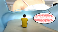 clothed bed in_shoe story shrunken_man indoors nail_polish blue_nails digital_render