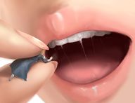 drawing vore color tongue mouth saliva lips open_mouth dripping between_fingers imminent_vore uru pinched