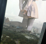 giantess collage city destruction skirt socks kneeling jets outdoors thigh_highs