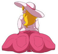 blonde butt blue_eyes clothed mario princess_peach butt_crush domination nintendo pinned super_mario_bros sitting_on no_background thaddeusmcboosh super_mario_odyssey