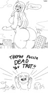 drawing giantess city monochrome destruction butt_crush skyscraper large_butt protest thick_thighs my_hero_academia franktonius tfw mt._lady comedic