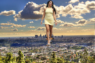 collage city mega destruction wonderslug dress fire walking jets skyscraper clouds los_angeles sky yasmin
