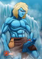 drawing masturbation blonde color giant penis red_eyes muscles arctic on_penis spokle frost_giant ice_wall ice_giant