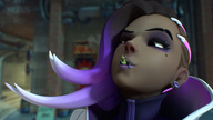 giantess clothed mouthheld shrunken_man makeup digital_render overwatch lúcio sombra