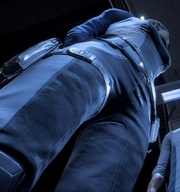 clothed uniform mass unaware standing point_of_view looking_away digital_render mass_effect holster cora_harper