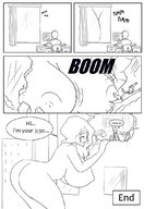 drawing growth giantess monochrome long_hair destruction huge_breasts office indoors big_butt