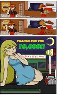 giantess blonde long_hair food vehicles outdoors ripped_clothing restaurant