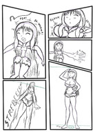 drawing comic long_hair huge_breasts indoors ripped_clothing panels uneven_growth