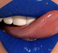 giantess licking lips shrunken_men lipstick tongue_play licking_lips on_lips digital_render blue_lipstick innocent-owl