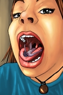 drawing nude vore tongue clothed saliva lying_down shrunken_man open_mouth dripping necklace imminent_vore pearlesistacia