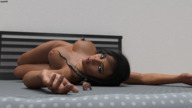 breasts nude brunette hand shrunken_man looking_at_tiny digital_render amgipi