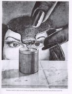 drawing nipples monochrome black_hair long_hair water story shrunken_man giantesses lifting long_nails