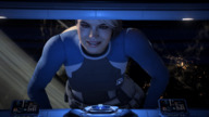 white_hair space smiling short_hair indoors digital_render mass_effect the-lewd-d cora_haper