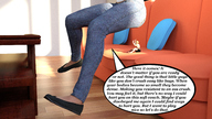 clothed story sitting indoors dialogue impending_doom digital_render impending_butt_crush arms_raised