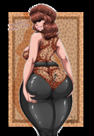 drawing large_breasts long_hair butt smiling red_hair shrunken_man looking_back thick_thighs between_butt married_with_children peggy_bundy