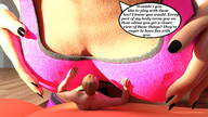 breasts giantess cleavage breast_crush shrunken_man flirty under_breasts digital_render sportswear aaabbbzzz