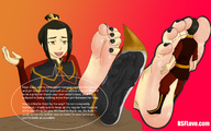drawing in_shoe shrunken_man looking_down nail_polish dialogue in_sock stuck_to_foot no_background black_nails