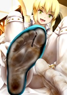 drawing blonde clothed saber green_eyes smiling in_shoe socks boots looking_down open_mouth between_toes x-ray cg17 dirty_socks fate/stay_night fate_(series) nero_claudius