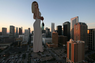 collage city blonde buildings wonderslug dress skyscraper vehicles houston dove_cameron