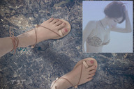 collage feet mega destruction toes bra brunette asian sandals foot_crush looking_down pedicure choker looking_at_victims makeup leopard_print t3t