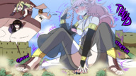 drawing growth giantess blonde black_hair color long_hair destruction fantasy pink_hair sandals between_toes fire_emblem olivia herretik nowi chrom sumia robin_(fire_emblem) tharja_(fire_emblem)