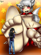 bikini drawing white_hair blushing tail black_hair long_hair licking toes barefoot soles wet short_hair foot_worship shrunken_woman kaytlin-andcie