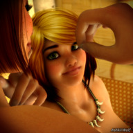 giantess green_eyes smiling elf shrunken_woman tribal emma freckles necklace sisters digital_render opal ashkiiwolf