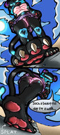 drawing crush micro panties furry cat anthro upskirt comic black_hair color blue_eyes claws blood low_angle paws gore sun fur unaware cat_girl shrunken_person sunny june casual striped_panties mspaintgts highlights shimapan blue_highlights junie