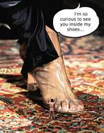 collage high_heels shrunken_man looking_up dialogue sendigiovus