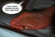 collage toes barefoot soles foot_worship bending_over shrunken_woman dialogue sendigiovus