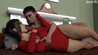 vore mouth handheld cleavage legs lesbians shrunken_man thick_thighs digital_render amgipi between_breasts
