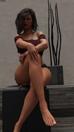 barefoot butt_crush legs shrunken_man underneath looking_at_viewer digital_render amgipi