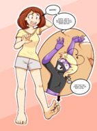 drawing color toes barefoot brunette foot_crush shrunken_man jj-psychotic no_background stuck_on_sole detail my_hero_academia ochaco_uraraka