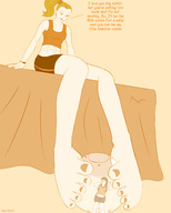 drawing feet color barefoot abs shrunken_woman trapped stink giantwaifus sportswear hamster_ball